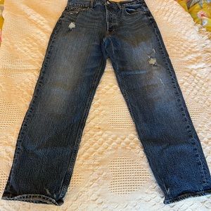 Gap Cheeky Straight High Rise distressed jeans denim